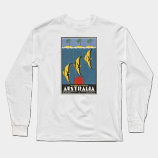 Barrier Reef Australia Vintage Travel Poster Long Sleeve T-Shirt